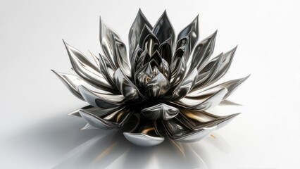 Abstract metallic flower on white background