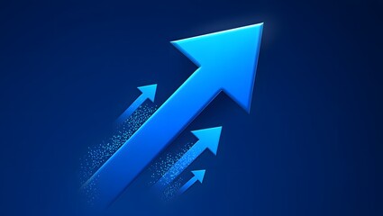 Blue arrows rising up concept for business growth and success stock market trends