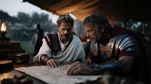 A Comprehensive Strategic Discussion Among Roman Generals in Their Camp
