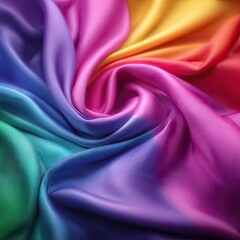 Fototapeta premium Swirling rainbow silk fabric close-up