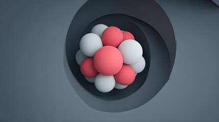 Abstract 3D sphere cluster within a dark spiral
