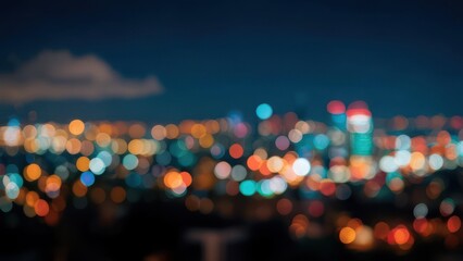 Blurry city lights at night