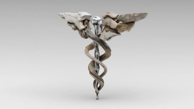 Rod of Asclepius: A Modern Interpretation in Wood and Metal