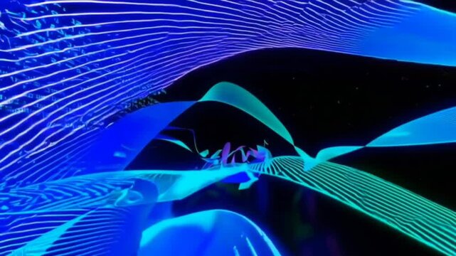 Abstract futuristic neon ribbons background. seamless looping, animation, video, background