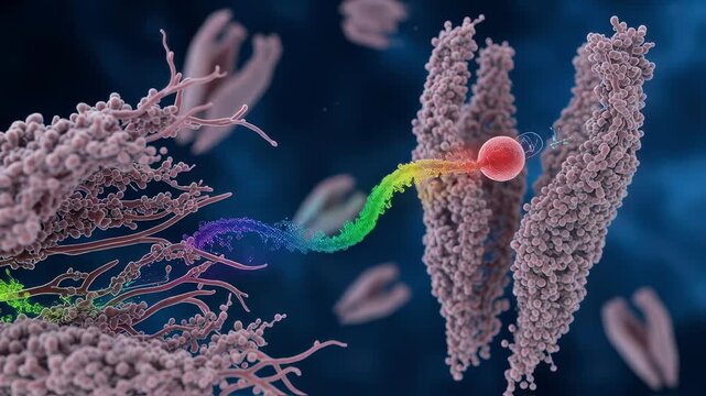 Animated representation of microRNA targeting chromatin for transcriptional control.