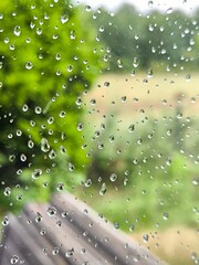 Raindrops on the window glass