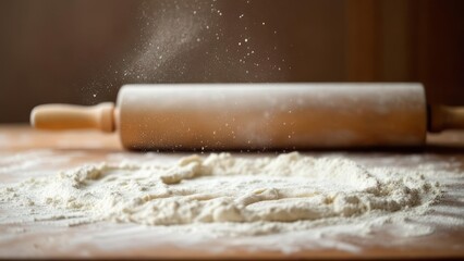Flour dusted, rolling pin
