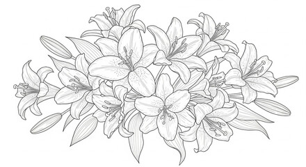 Aquarell Vorlage Lilien im Blumenstrauß