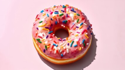 Pink glazed donut close-up
