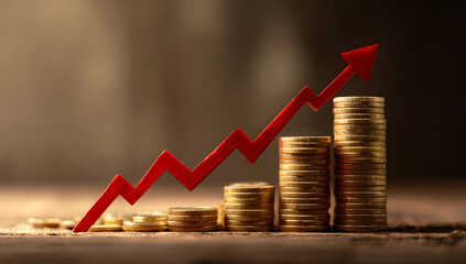 Sales dynamics and growth concept. Mixed media. dynamics of pricing increase.