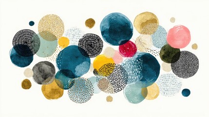 Abstract circles in various colors and textures