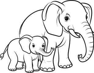 Obraz premium Black and white illustration of two elephants