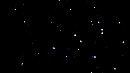 Blurred blue embers sparks on black background . Texture isolated overlays. Concept of particles, sparkles, light and flame.