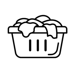 Laundry Basket with Clothes Icon – Washing and Cleaning Symbol