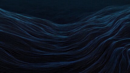 Dark blue wavy lines create a landscape effect