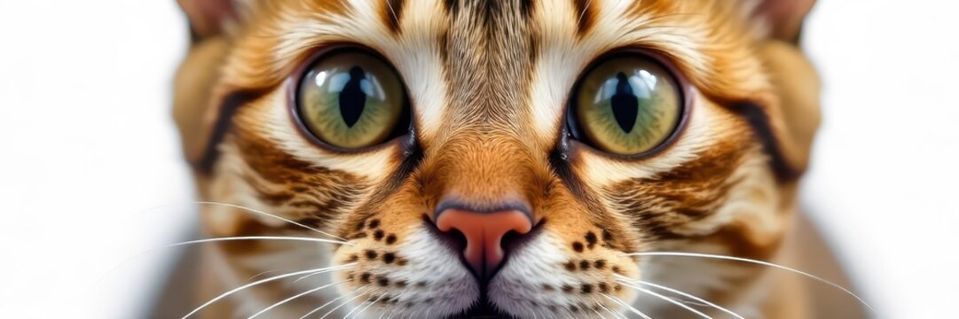 Close-up of a frightened cat's wide eyes and trembling whiskers , scaredy-cat, anxiety