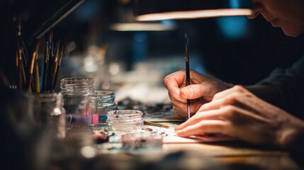 Obraz premium Person painting in workshop