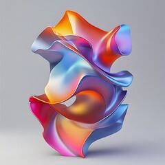 Obraz premium Dynamic 3D abstract motion shape with vivid gradients and interlocking forms
