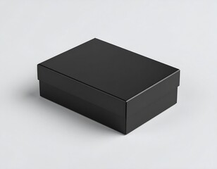 Blank black shoebox on light gray background