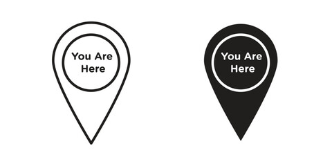 You are Here Pointer icon elements. doodle graphics icons.