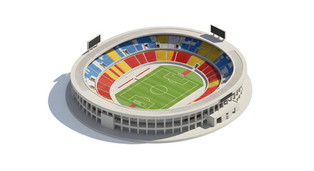 A detailed miniature 3D vector model of a Olympico stadium, shown in an isolated isometric projection for a championship event.