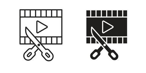 Video editing icon elements. doodle graphics icons.