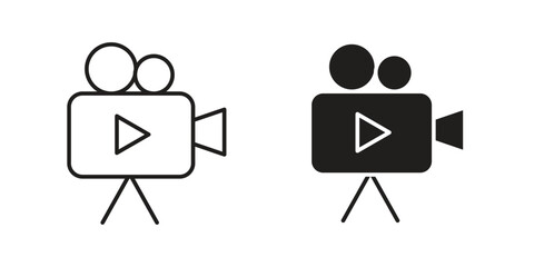 Video camera icon elements. doodle graphics icons.