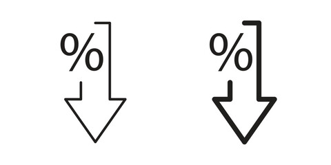 Percent down icon elements. doodle graphics icons.