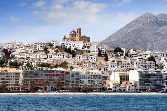 Aerial view of Altea City and the church of Altea, a fantastic area in the Mediterranean Altea, Spain.