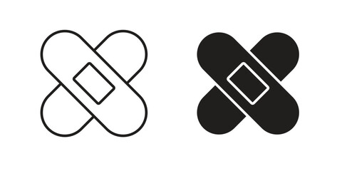 Medical patch icon elements. doodle graphics icons.