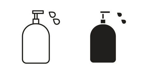 Liquid soap bottle icon elements. doodle graphics icons.