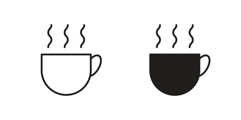 Hot coffee cup icon elements. doodle graphics icons.