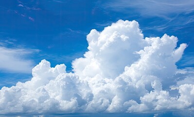 Fluffy white clouds against a vibrant blue sky