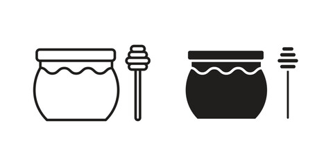 Honey jar icon elements. doodle graphics icons.