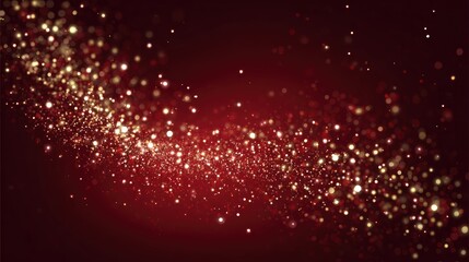 Abstract swirling particles of gold and red