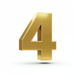 Obraz premium Golden Number 4: A striking gold number four casts a shadow, offering a visual representation of numeric elegance and precision.