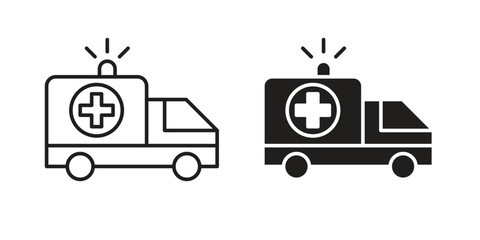 Ambulance icon elements. doodle graphics icons.
