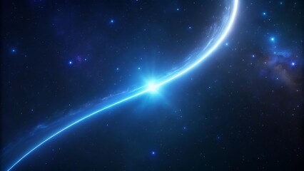 Minimal glowing white curve with bluish outer glow on deep space