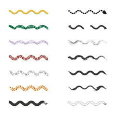 Curved dividers set. Wavy decorative lines. Creative abstract elements. Variety of visual styles.