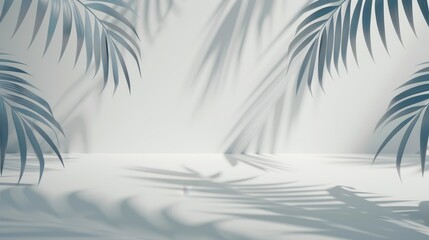 Experience a chic tropical vibe with stunning palm leaf shadows cast on a white backdrop, ideal for stylish design projects.