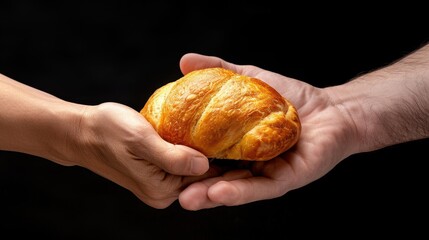 Compassion shines as volunteers share food with a homeless man, embodying the essence of kindness and community support.