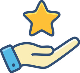 Hand star icon value concept vector flat line illustrations