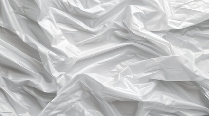 Obraz premium Crumpled white plastic wrap creates a textured background, reflecting light and shadow for a unique design effect.