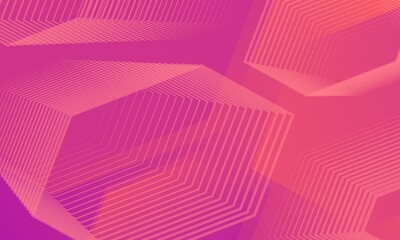 Modern Abstract Hexagonal Shapes Background Dynamic Pink and Orange Geometric Lines