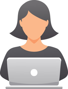 User icon vector laptop computer female person profile avatar business online communication network glyph pictogram symbol stock illustration