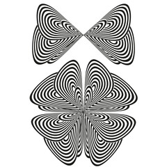 Abstract butterfly pattern. Optical illusion design. Geometric swirling shapes Vector. Black white ornament.
