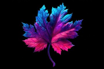 Vibrant, abstract maple leaf with vibrant neon colors