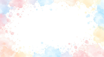 Soft pastel watercolor splash border, AI generated