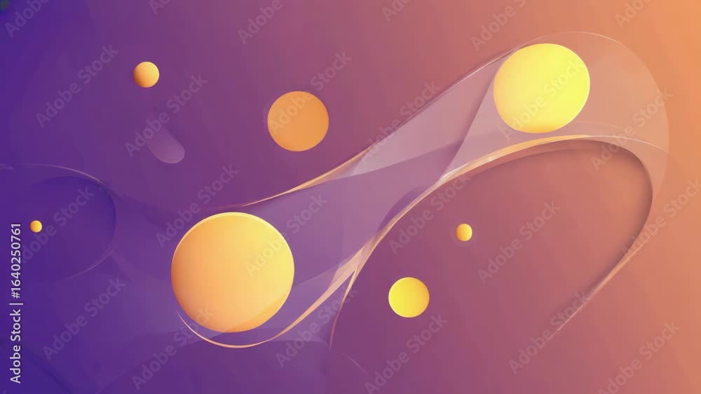 Wall mural smooth, translucent shapes flow across a gradient background, accompanied by floating spheres, creat