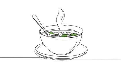 Line art soup illustration
